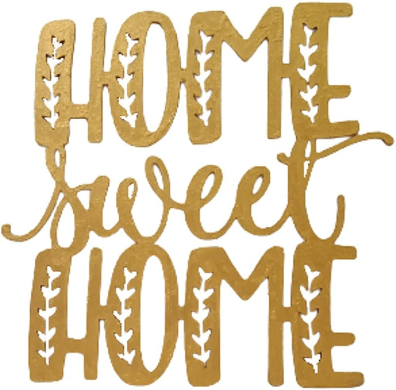 Purpledip 12378 Wandbehang, Holz, lasergeschnitten, Aufschrift "Home Sweet Home", goldfarben