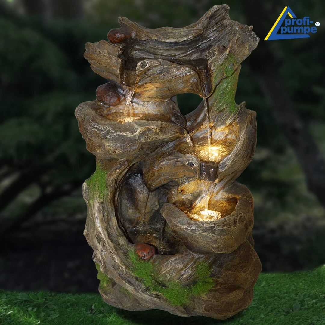Amur Gartenbrunnen Brunnen Zierbrunnen Zimmerbrunnen Brunnen mit LED-Licht 230V Wasserfall Wasserspi