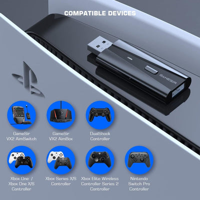 GameSir Wireless Adapter für PS5, VX Adapter Keybaord und Maus Konverter Guide für offizielle DualSh