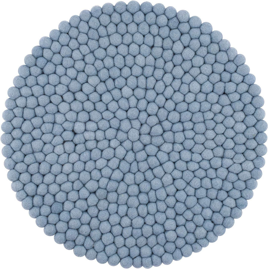 myfelt Filzkugel Sitzauflage Stuhlauflage - Mia - rund, Ø 36 cm, Hellblau, Hellblau