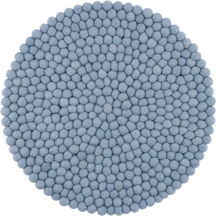 myfelt Filzkugel Sitzauflage Stuhlauflage - Mia - rund, Ø 36 cm, Hellblau, Hellblau