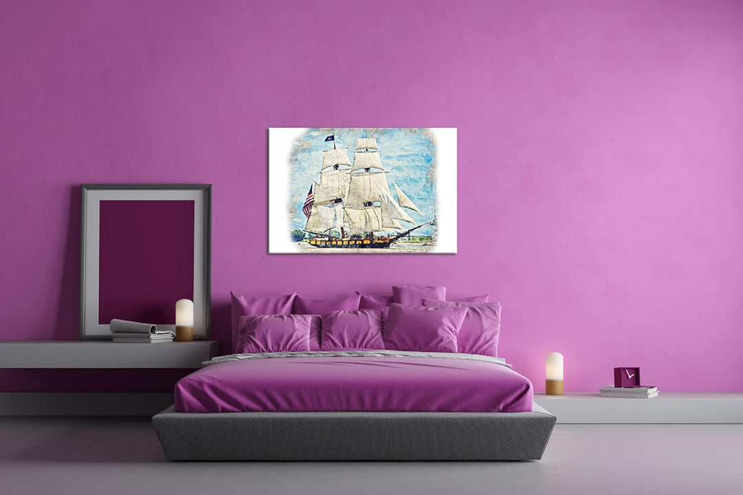 deyoli altes Flaggschiff Format: 80x60 als Leinwandbild, Motiv fertig gerahmt auf Echtholzrahmen, Ho