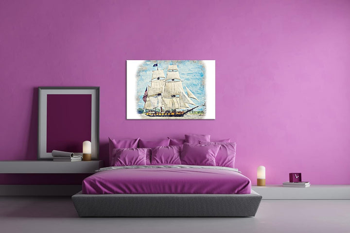 deyoli altes Flaggschiff Format: 80x60 als Leinwandbild, Motiv fertig gerahmt auf Echtholzrahmen, Ho
