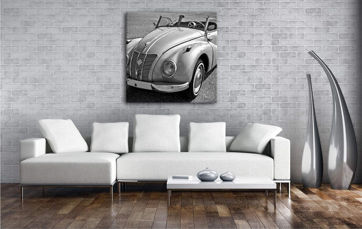 deyoli Alter Oldtimer Klassiker Format: 70x70 Effekt: Schwarz&Weiss als Leinwandbild, Motiv auf Echt