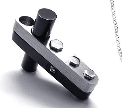 Hanessa Herren-Schmuck Edelstahl Halskette Kreuz Schwarz Silber Schrauben Geschenk zu Weihnachten fü