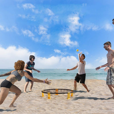 Lixada Mini Volleyball Spielset - Mit Netz, 3 Bällen, Tragetasche - Outdoor Beach Rasenteam Sportspi