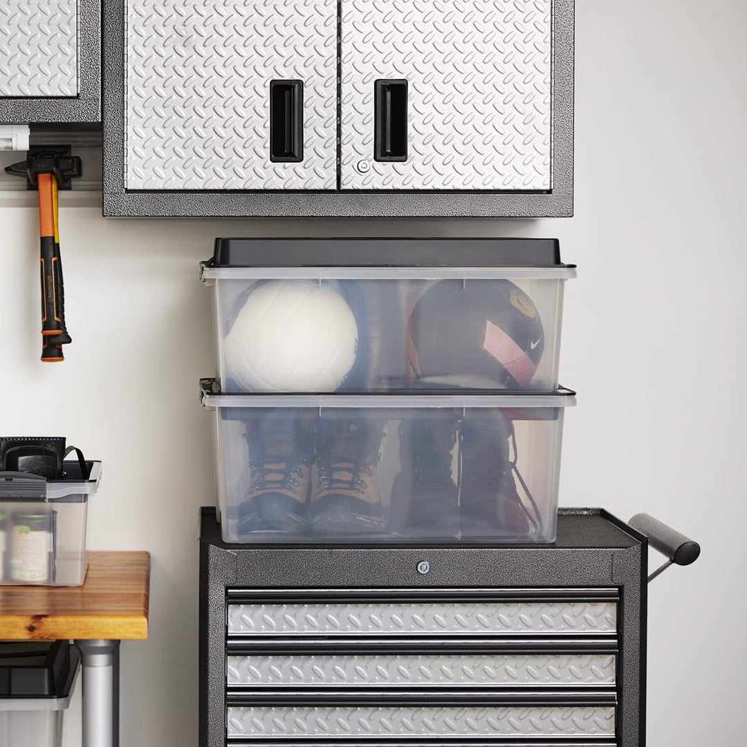 Jive Dome 3er-Set Aufbewahrungsbox 38l mit Deckel, Kunststoff (PP) BPA-frei, dunkelgrau/transparent,