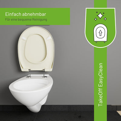 LUVETT® WC-Sitz mit Absenkautomatik C100 oval universell, Toilettendeckel mit 3 Edelstahl Montagelös