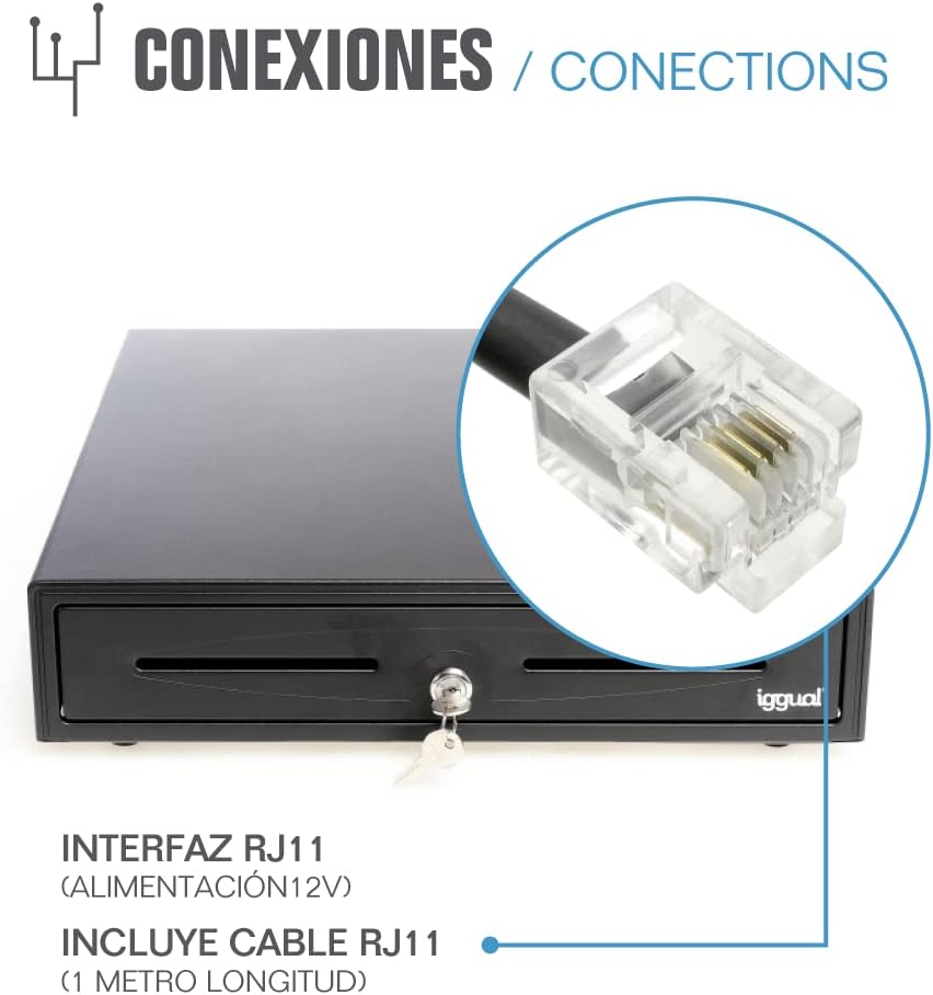 iggual - Geldkassette Abschliessbar IRON - 70 | Kassenschublade mit automatischer oder manueller Öff