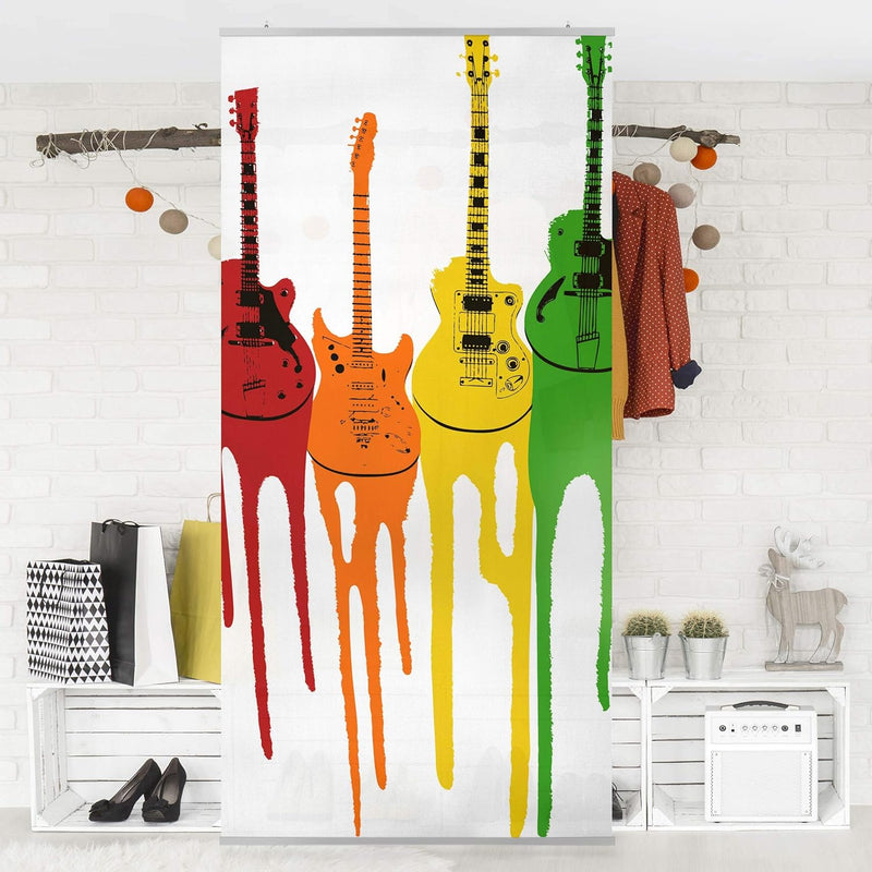 Raumteiler Kinderzimmer Retro Guitars 250x120cm ohne Halterung 250x120cm without hanger, 250x120cm w