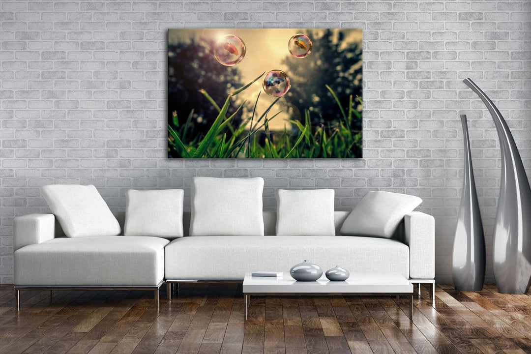 deyoli Regenschirme in Seifenblasen Format: 80x60 als Leinwand, Motiv fertig gerahmt auf Echtholzrah