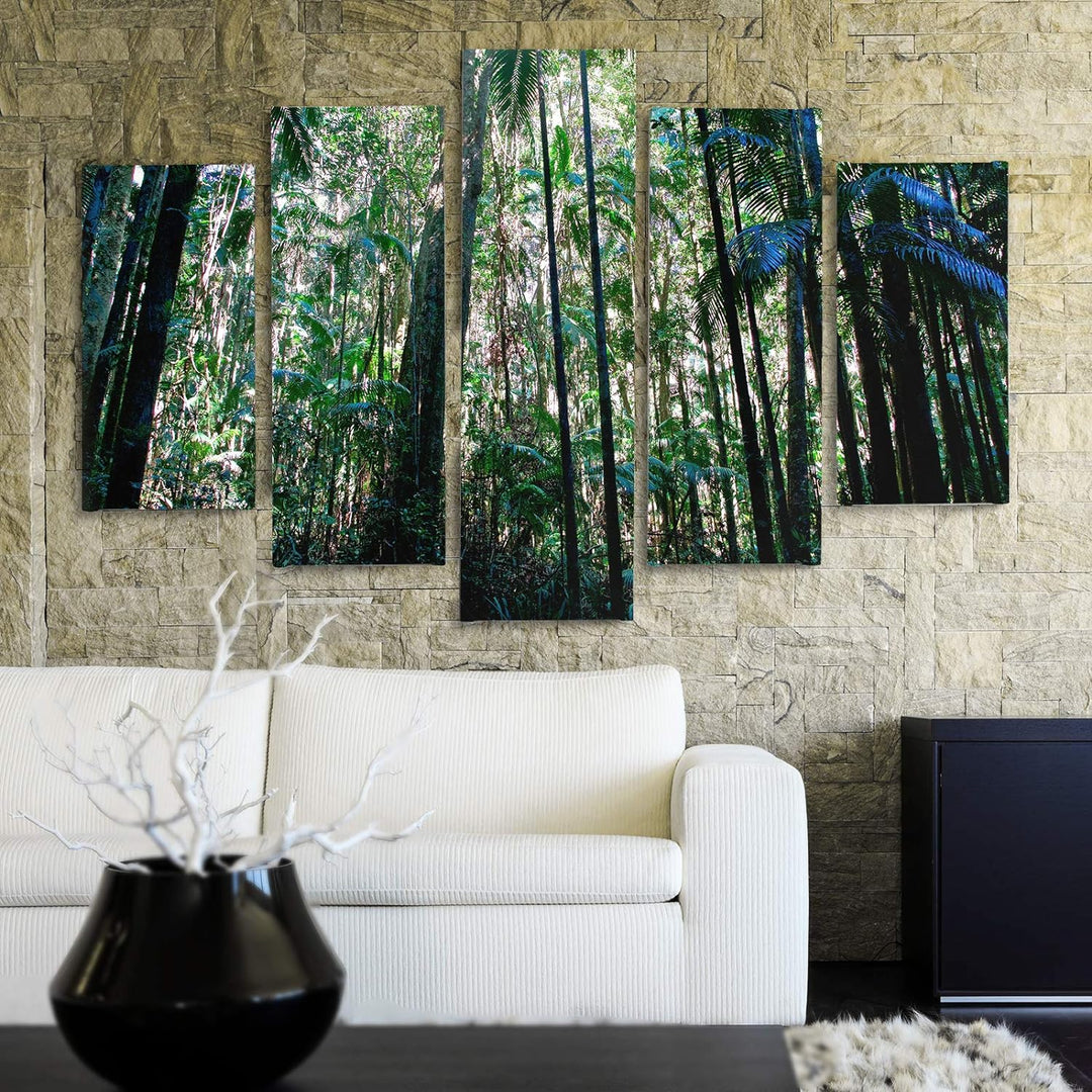 Bilder 5 Teilig Natur Deco Panel Kunst Wald Landschaft Bäume grün 100x70 cm Deco panel 100x70 cm G,