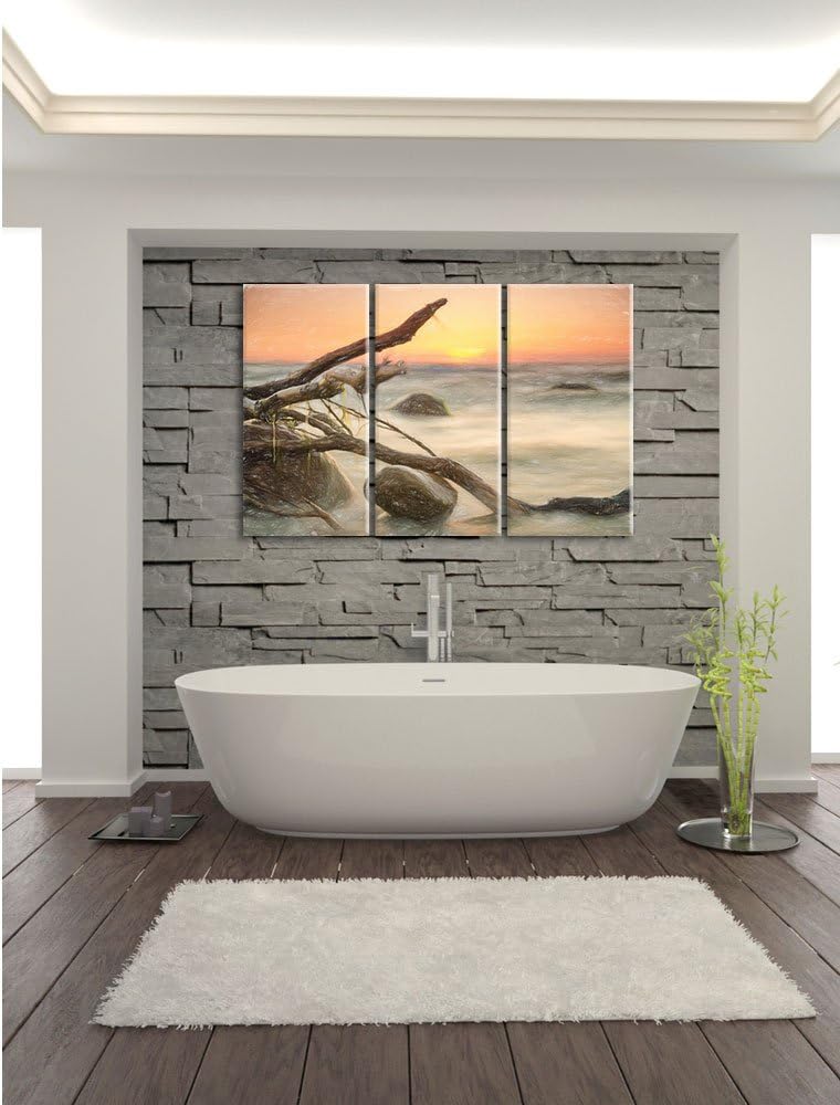 Pixxprint Ruhige See im Nebel als Leinwandbild/Grösse: 3 Teilig (120x80) cm/Wandbild/Kunstdruck/fert