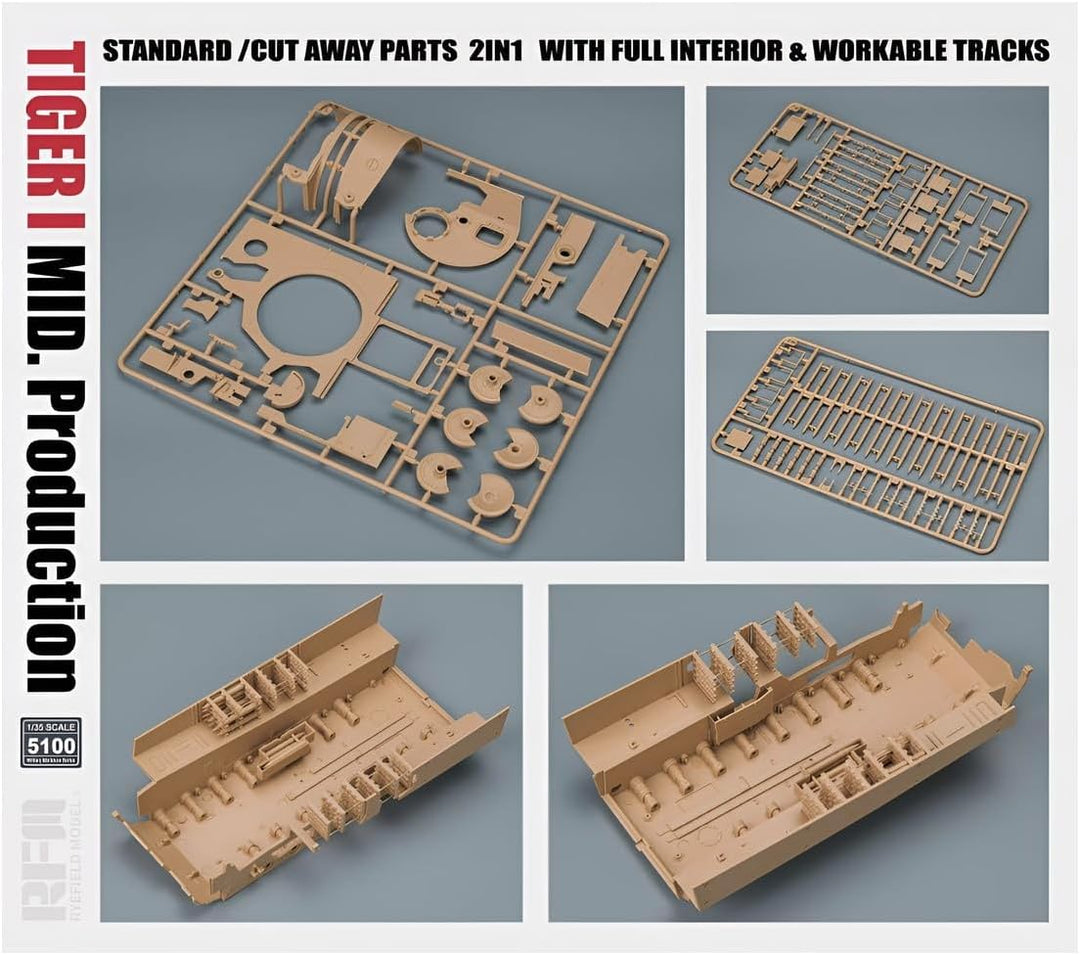 Rye Field Model RM5100 Tiger I mittlere Production 2in1 with cutaway parts & interior Massstab 1:35