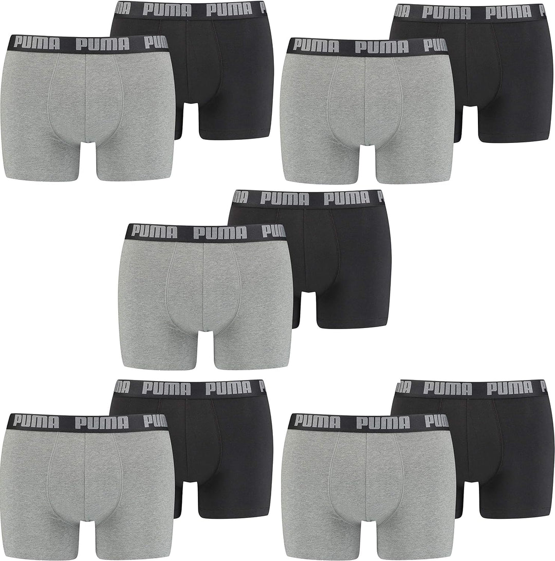 PUMA Herren Boxershorts Unterhosen 100004386 10er Pack, Wäschegrösse:2XL, Artikel:-691 Dark Grey Mel