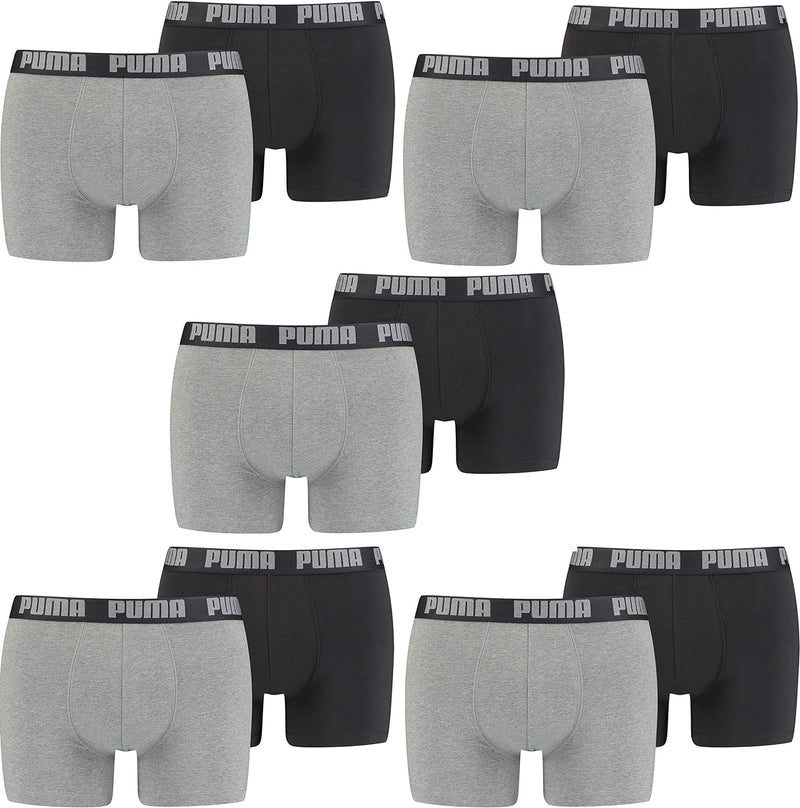 PUMA Herren Boxershorts Unterhosen 100004386 10er Pack, Wäschegrösse:2XL, Artikel:-691 Dark Grey Mel