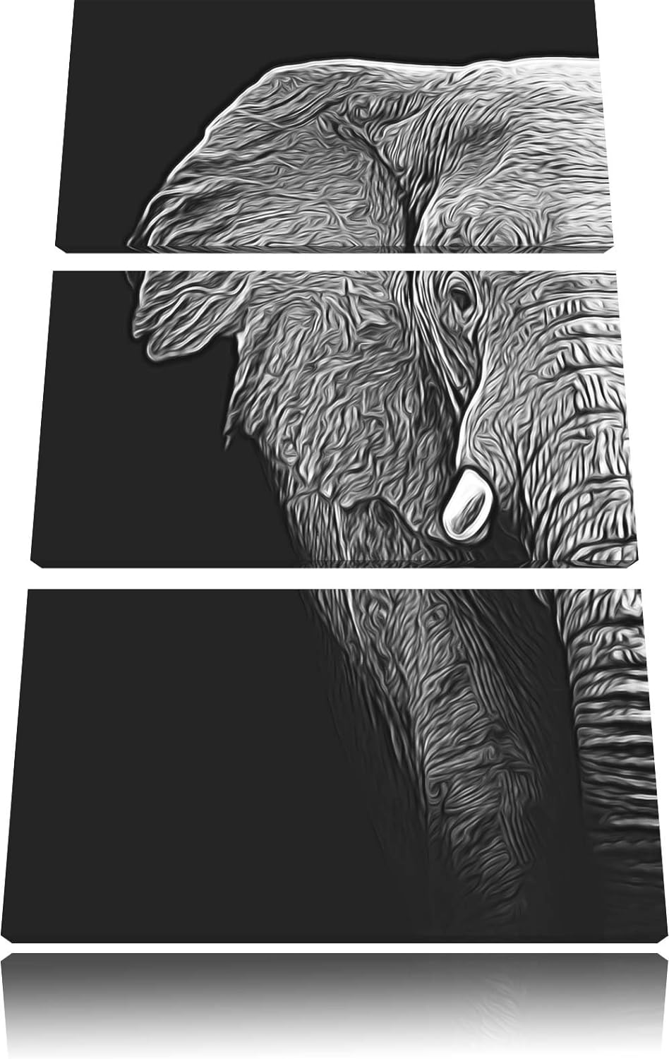 Dark Elefant Porträt Spezial 3-Teiler Leinwandbild 120x80 Bild auf Leinwand, XXL riesige Bilder fert