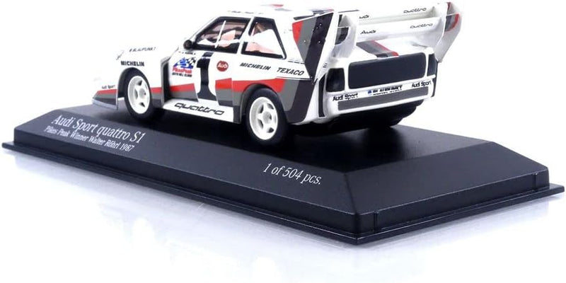 Minichamps 410871201 - AUD. Sport Quattro S1 Walter Rohrl Winner Pikes Peak Hillclimb 1987 - masssta