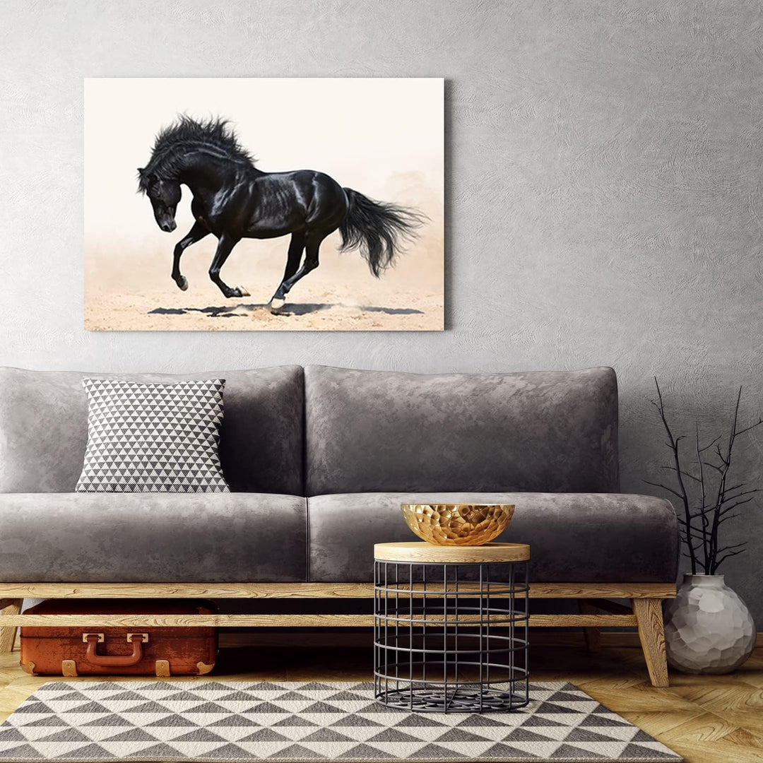 Feeby Vlies Leinwandbild Pferd Hengst Stute Laufen 90x60 cm Druckbild Wandbild Wanddekoration Deko W