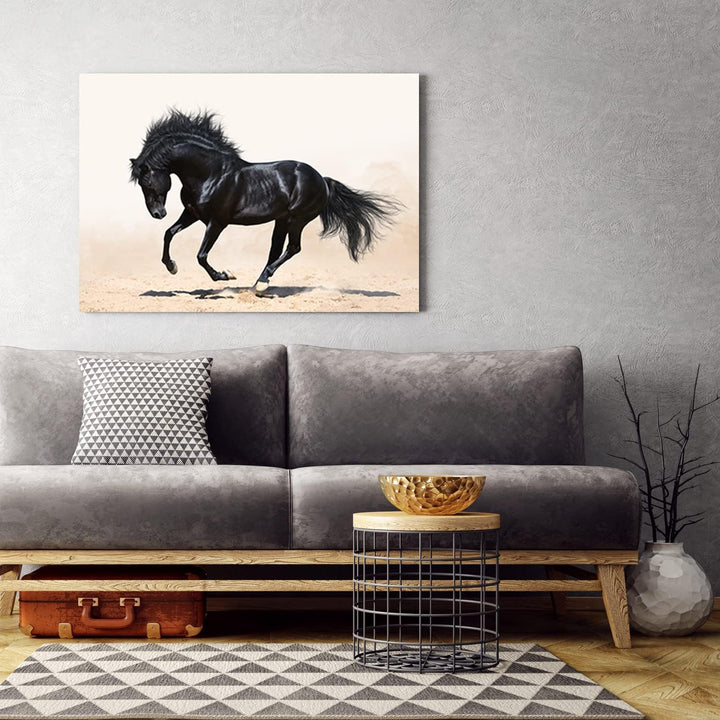 Feeby Vlies Leinwandbild Pferd Hengst Stute Laufen 90x60 cm Druckbild Wandbild Wanddekoration Deko W