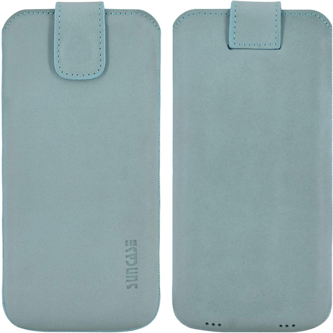 Suncase ECHT Ledertasche Leder Etui *Slim-Edition* für Swissvoice G50 Leder Hülle Handytasche (mit R