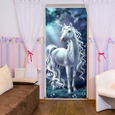 wandmotiv24 Türtapete schimmerndes Einhorn im Wald, Fantasy 90 x 200cm (B x H) - Dekorfolie selbstkl