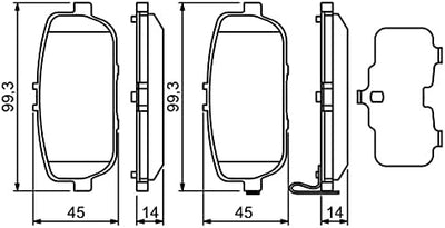 Bosch BP1136 Bremsbeläge - Hinterachse - ECE-R90 Zertifizierung - vier Bremsbeläge pro Set