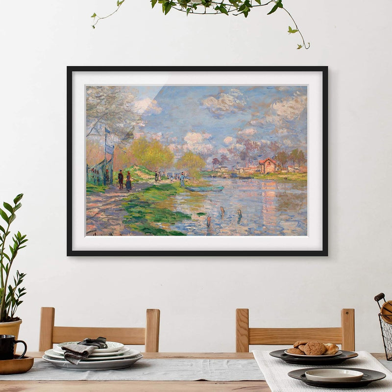 Bild mit Rahmen - Claude Monet - Seine - Rahmenfarbe Schwarz, 50 x 70 cm 50cm x 70cm Schwarz, 50cm x