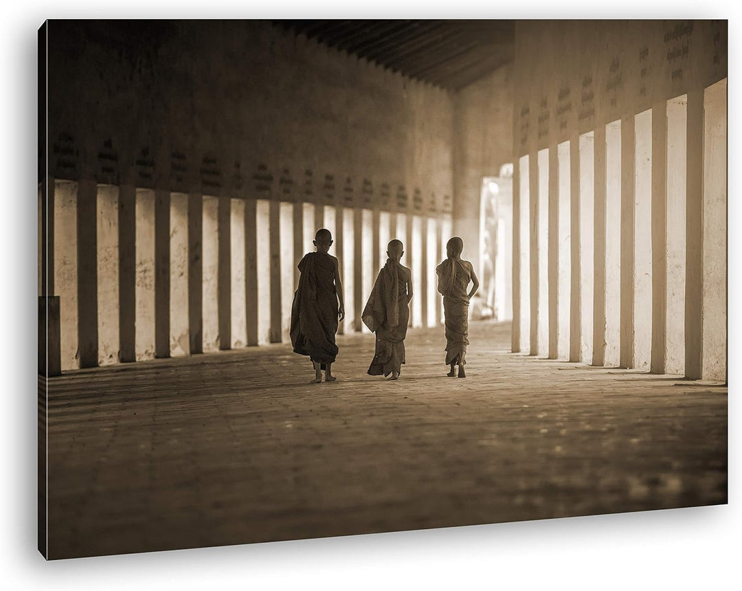 deyoli junge, buddhistische Mönche Format: 60x40 Effekt: Sepia als Leinwand, Motiv fertig gerahmt au