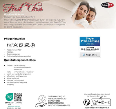 CelinaTex First Class Unterbett Matratzen-Schoner 140 x 200 cm Microfaser-Polyester Matratzen-Auflag