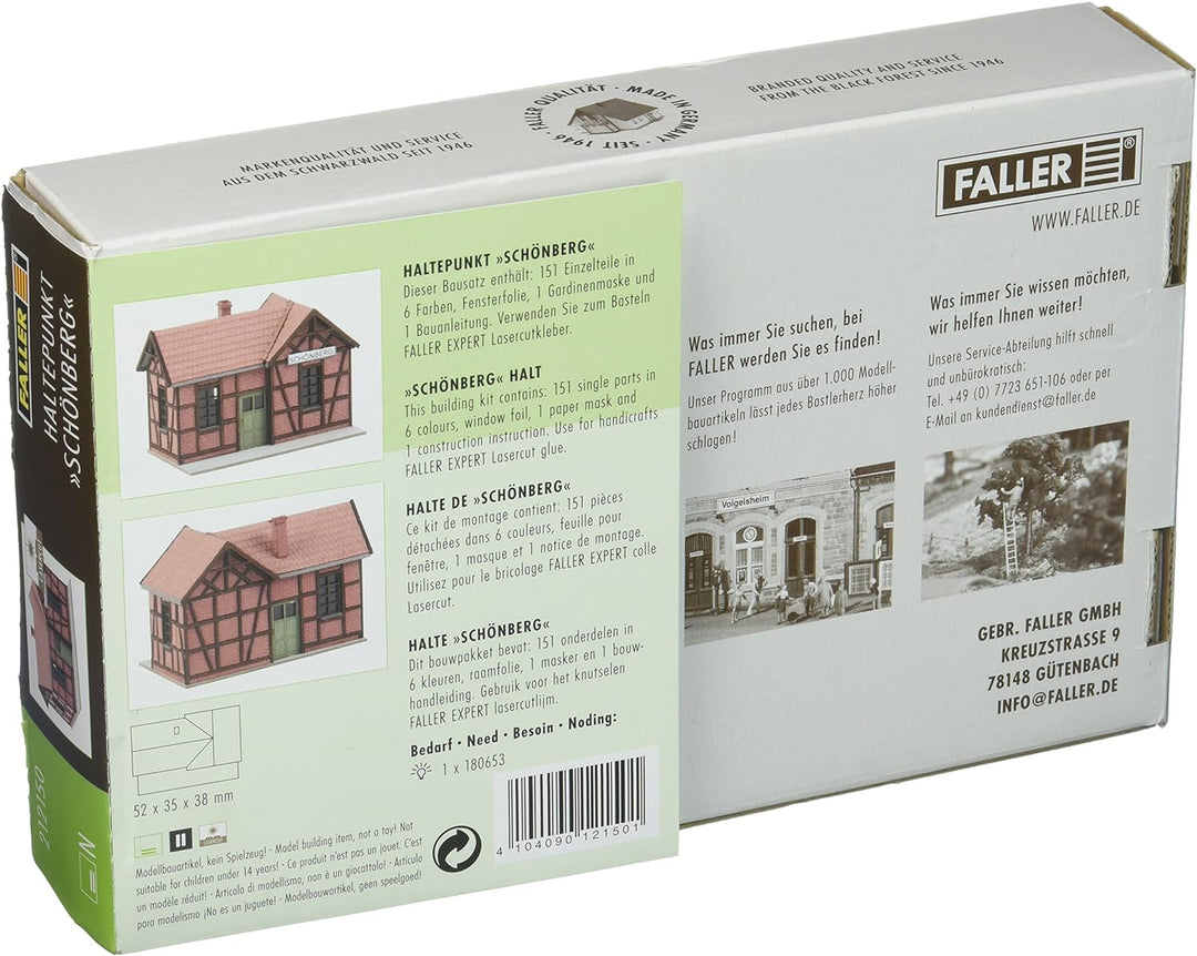 Faller FA212150 Haltepunkt Schönberg Modellbausatz, Zubehör, Mehrfarbig, Small