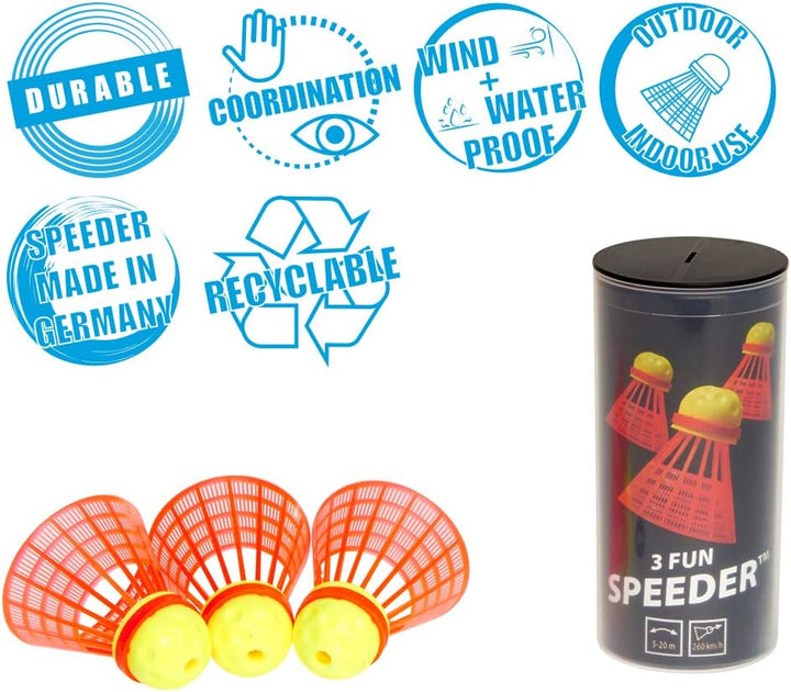 Speedminton® Junior Set – Original Speed Badminton/Crossminton Kinder Set inkl. 2 FUN Speeder®, Tasc