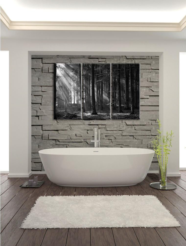 Pixxprint Märchenwald / 3-Teilig/Gesamtmass 120cm Leinwandbild bespannt auf Holzrahmen/Wandbild Kuns