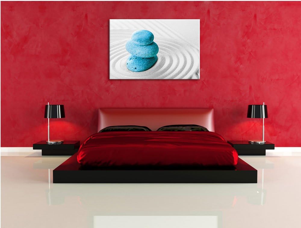 Drei Steine im Sand mit Muster schwarz/weiss Format: 100x70 auf Leinwand, XXL riesige Bilder fertig