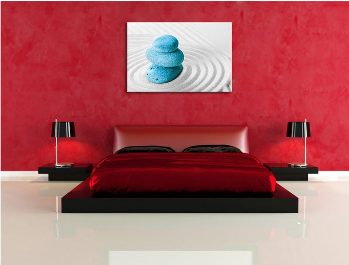 Drei Steine im Sand mit Muster schwarz/weiss Format: 100x70 auf Leinwand, XXL riesige Bilder fertig