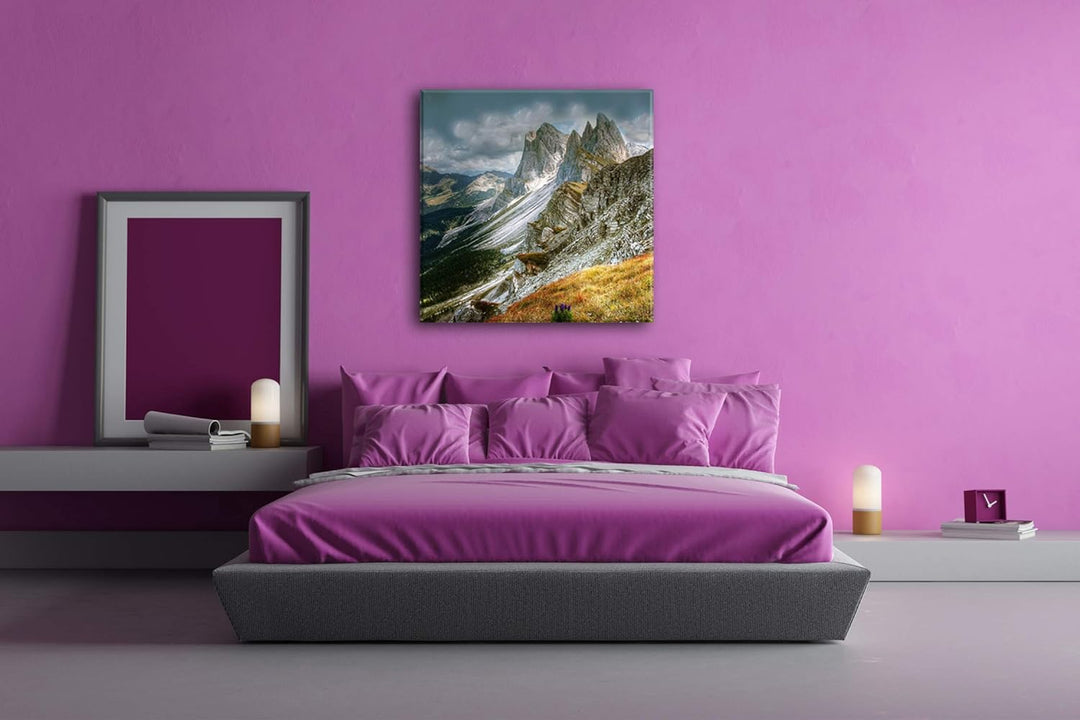 deyoli Dolomiten Format: 60x60 als Leinwandbild, Motiv fertig gerahmt auf Echtholzrahmen, Hochwertig