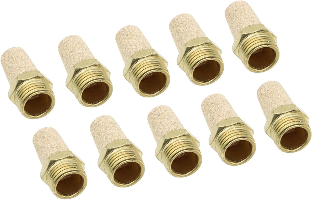 Pneumatik Schalldämpfer aus Sinterbronze 1/4" 10er Set Druckluftschalldämpfer Industriequalität (10,