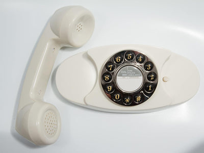 ProTelX Audrey Retro Telefon mit Tasten, 1950er-Jahre-Design Elfenbeinfarben, Elfenbeinfarben