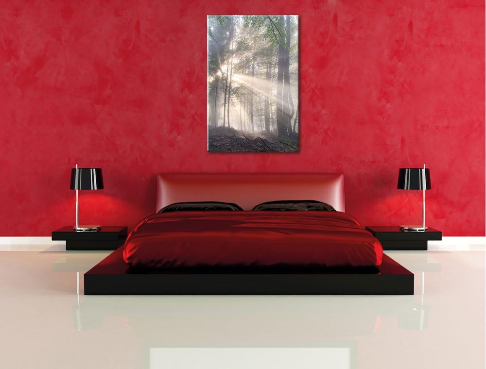 diesiger Waldweg, Format: 100x70 auf Leinwand, XXL riesige Bilder fertig gerahmt mit Keilrahmen, Kun
