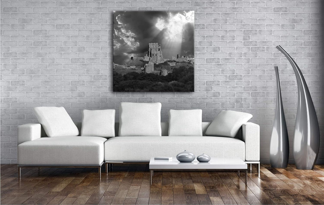 deyoli Ruine Einer historischen Burg Format: 60x60 Effekt: Schwarz&Weiss als Leinwandbild, Motiv fer