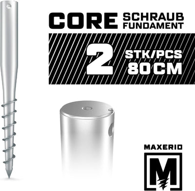 Maxerio 80 cm Core Schraubfundament 2er Set; Ø 60 x 2; M12, 2er Set