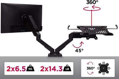 Duronic DMDCL1X1 Laptop- und Monitorhalterung | Ideal für Home Office | Monitor bis 27 Zoll | Displa