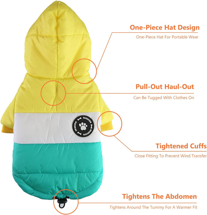 PETCUTE Hund Wintermantel Winterjacke mit Kapuze, Hundemantel mit Knopfverschluss,Verstellbar Hundej
