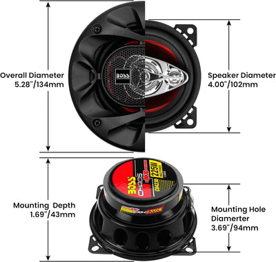 BOSS Audio CH4230 Chaos Extreme 4 Serie 3 Wege Lautsprecher 4 Rot, 4 Rot