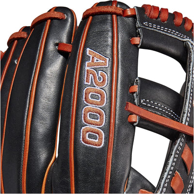 WILSON A200 Baseballhandschuh-Serie Rechte Hand Wurf 29,2 cm (11,5 Zoll) Schwarz/Kupfer – Standard-H