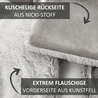 bonsport Kuscheldecke Felloptik 150x200 cm - Hochwertige Kunstfelldecke - Felldecke Fellimitat Decke