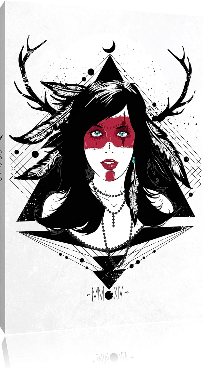 Pixxprint Indian White Bild auf Leinwand, XXL riesige Bilder fertig gerahmt mit Keilrahmen, Kunstdru