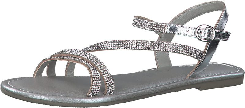 Tamaris Damen Sandaletten, Frauen Sandalen,TOUCHit-Fussbett 38 EU Silber Silver Glam, 38 EU Silber S