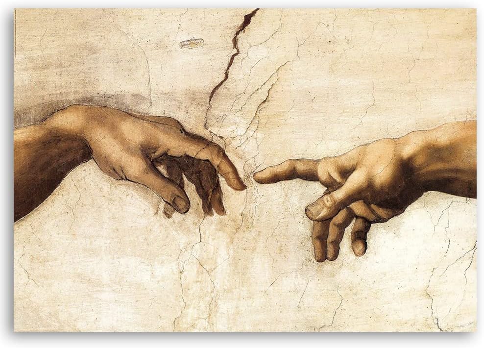 Feeby Bilder Die Erschaffung Adams Michelangelo XXL 120x80 cm 1 Teilig Vlies Wandbilder Leinwandbild