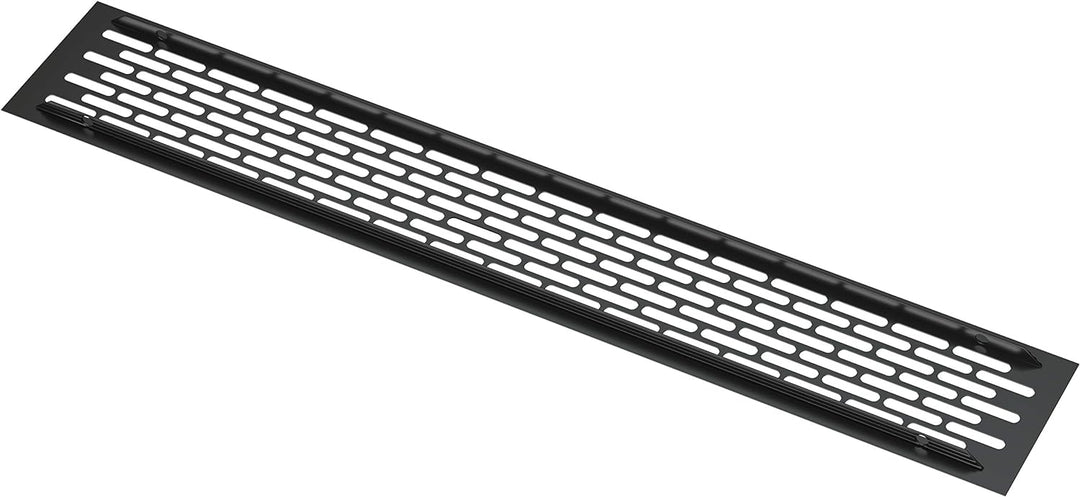 sossai® Aluminium Lüftungsgitter - Alucratis (4 Stück) | Rechteckig - Masse: 48 x 8 cm | Farbe: Schw